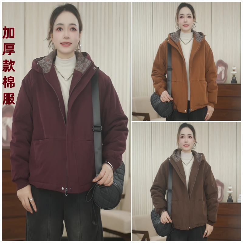 冬季新款连帽保暖棉衣女冬装棉服百搭休闲加厚外套1291