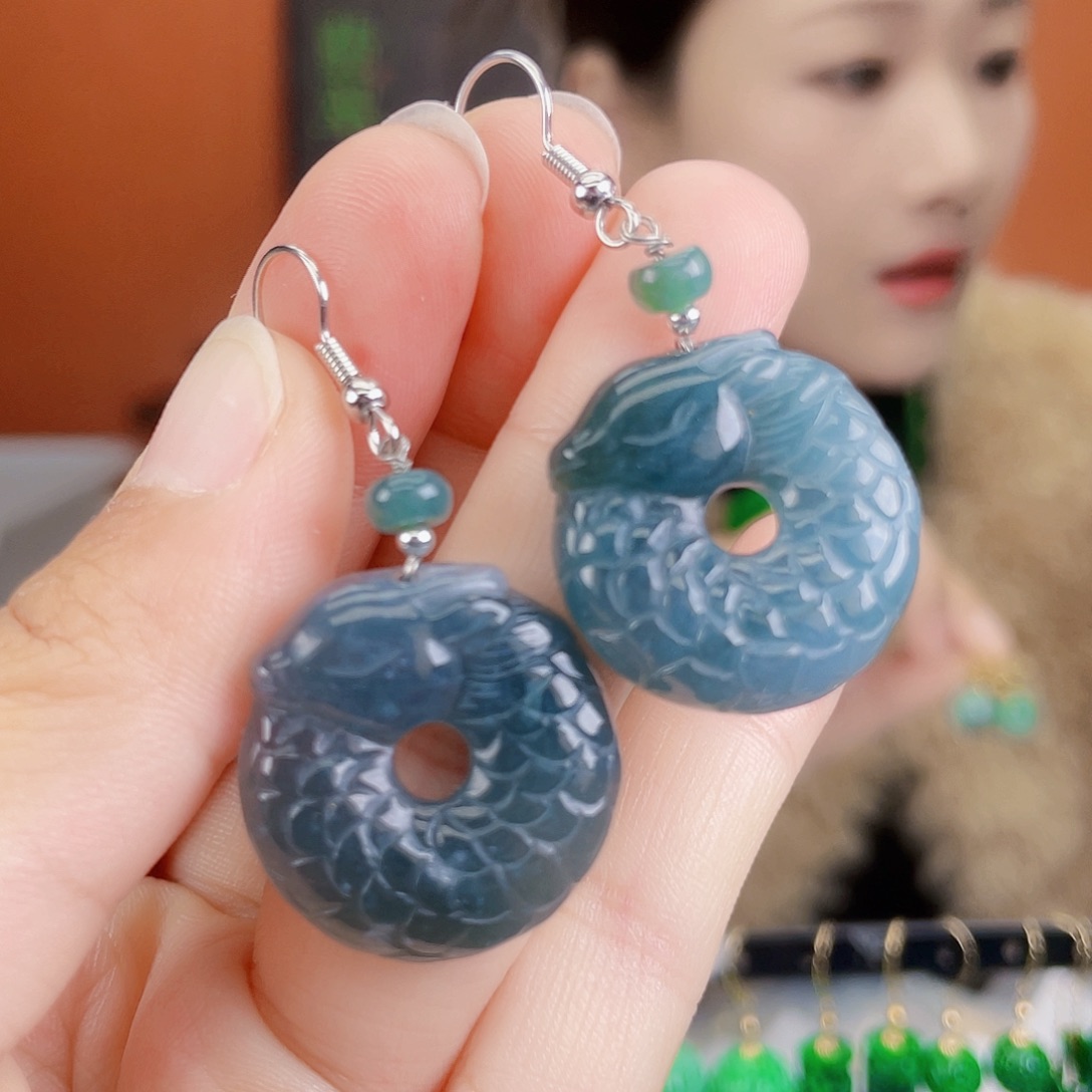 翡翠未镶嵌耳饰饰品