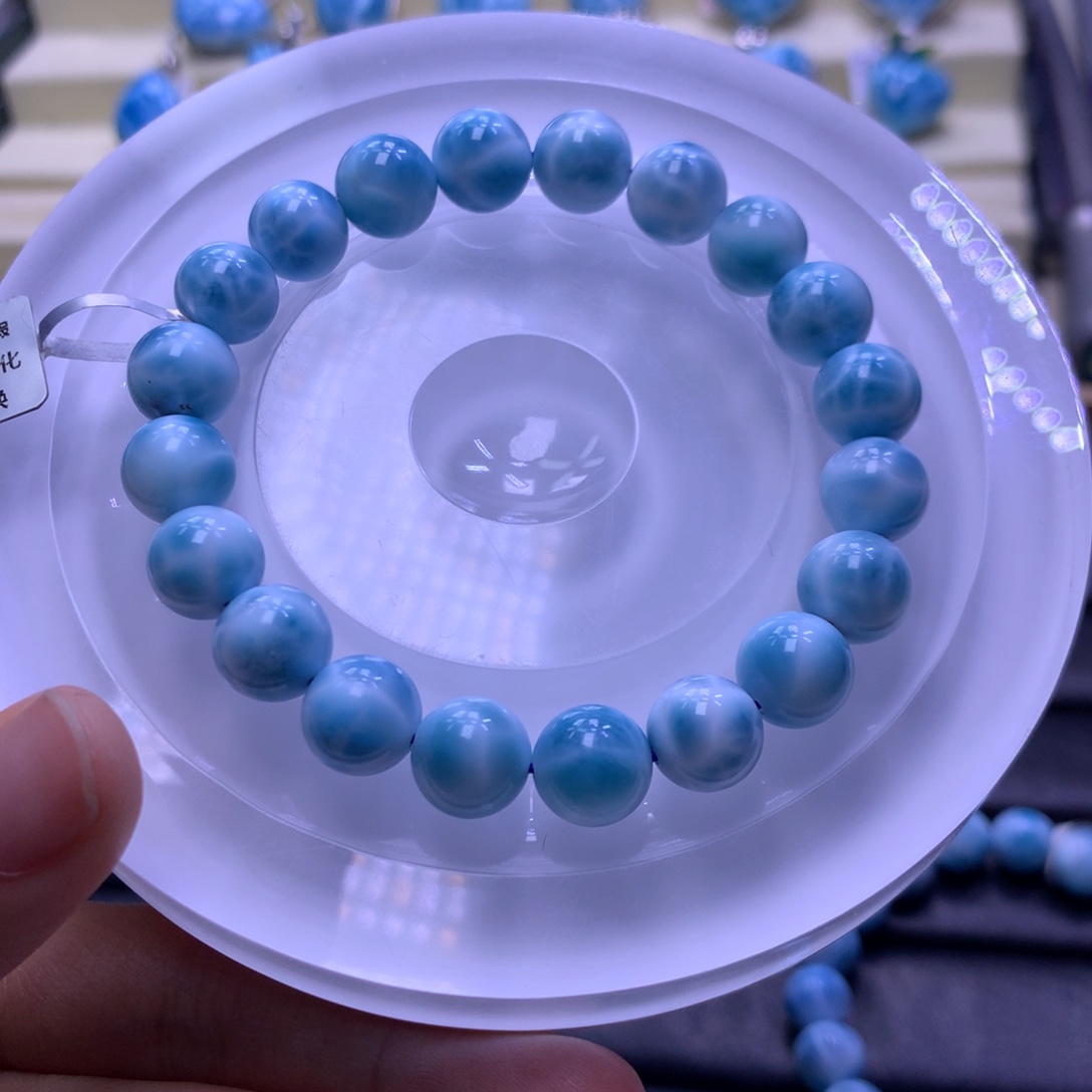 针钠钙石（海纹石）未镶嵌手串10+手串色差略异