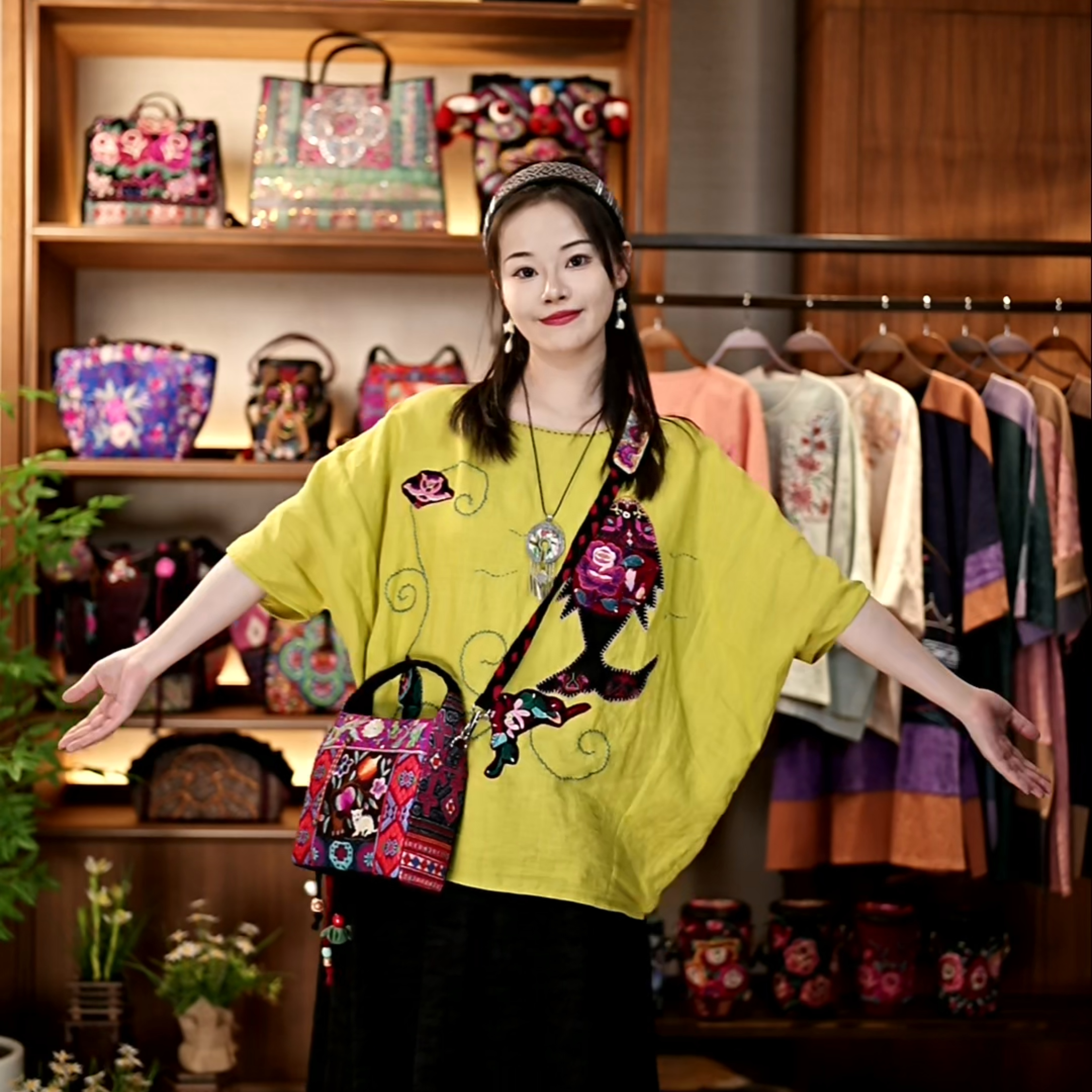 苗族刺绣服饰/纯手工定制/手工刺绣/新中式中国风小鱼刺绣上衣