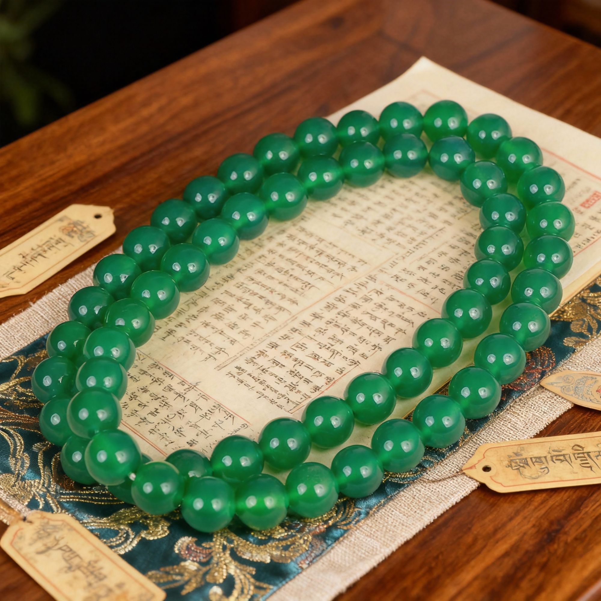 【抖音官方质检】保真天然绿玛瑙项链58颗-MN049