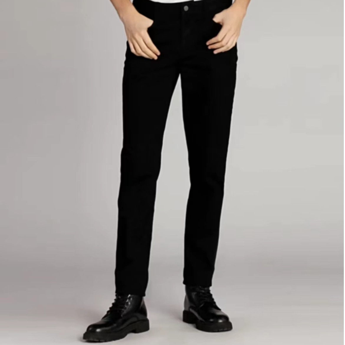秋冬新品牛仔裤轻奢经典黑牛小直筒裤时尚黑色弹力男士