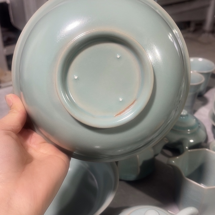 到***游陶摆件微瑕仿古釉不开片大碗
