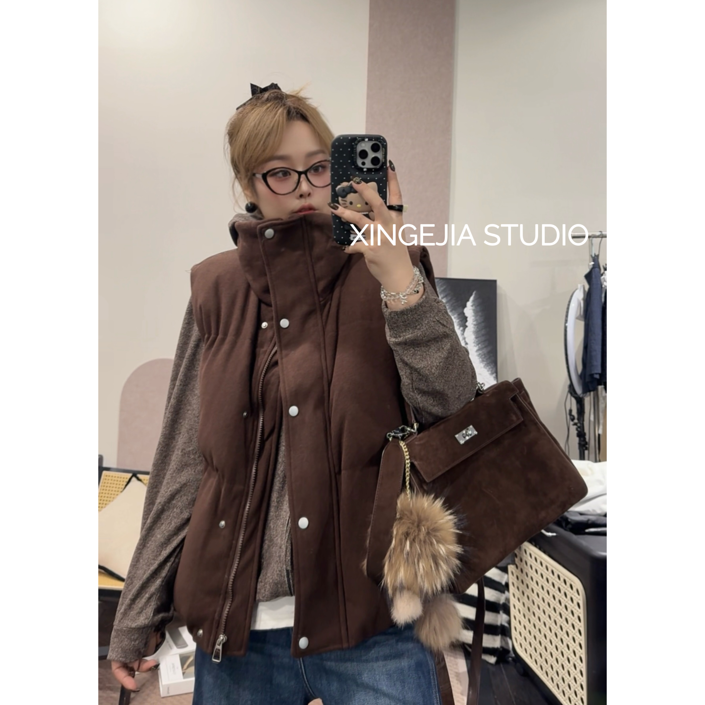 【欣哥家】 大码微胖 冬季立领 手塞棉“软呼呼”马甲