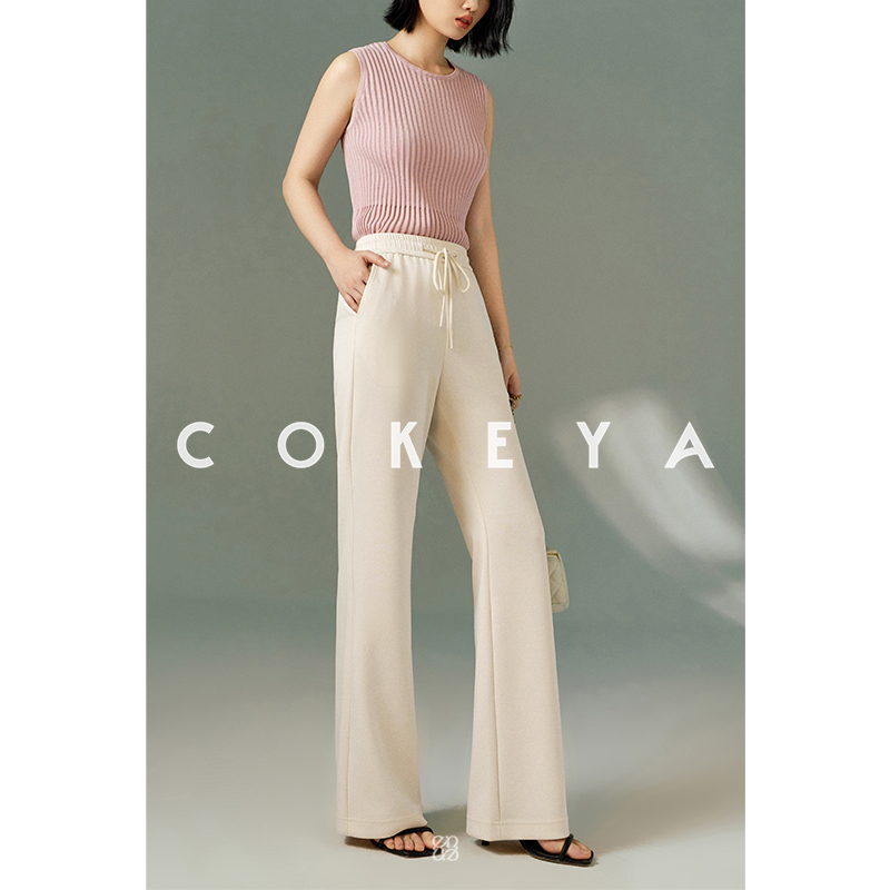 COKEYA/凉感空气裤~进口赛代尔抗皱高腰宽松微喇裤薄款EWB2SY003