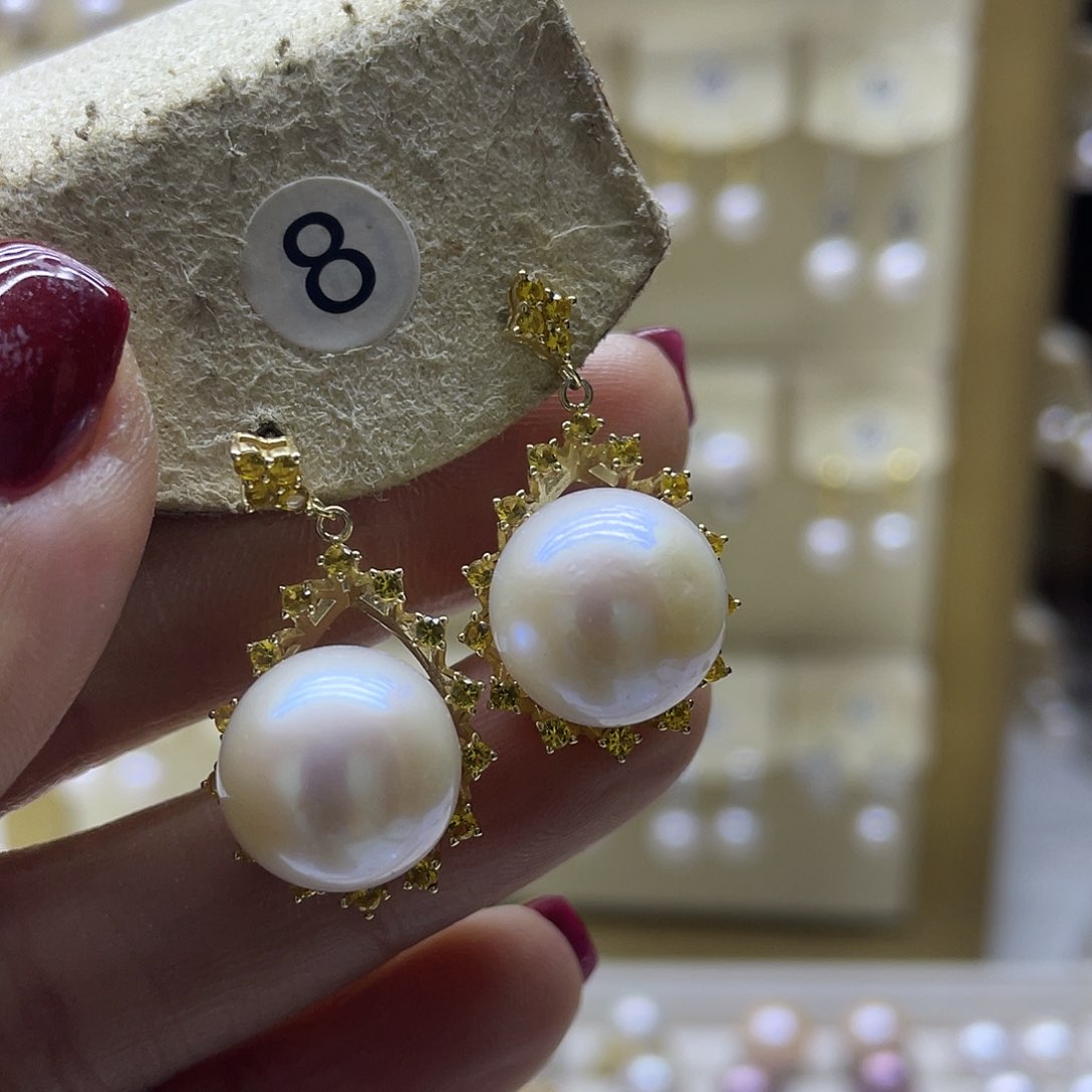 淡水珍珠耳饰银S925镶嵌