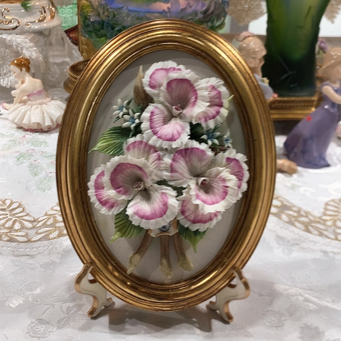 摆件意大利陶瓷花挂画赏盘