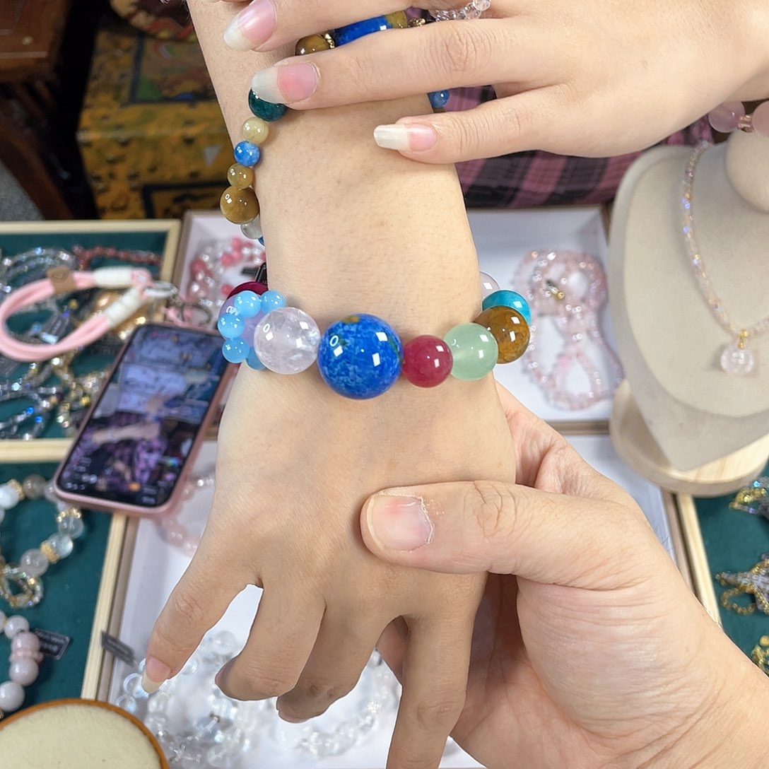 水晶手链银S925镀金镶嵌