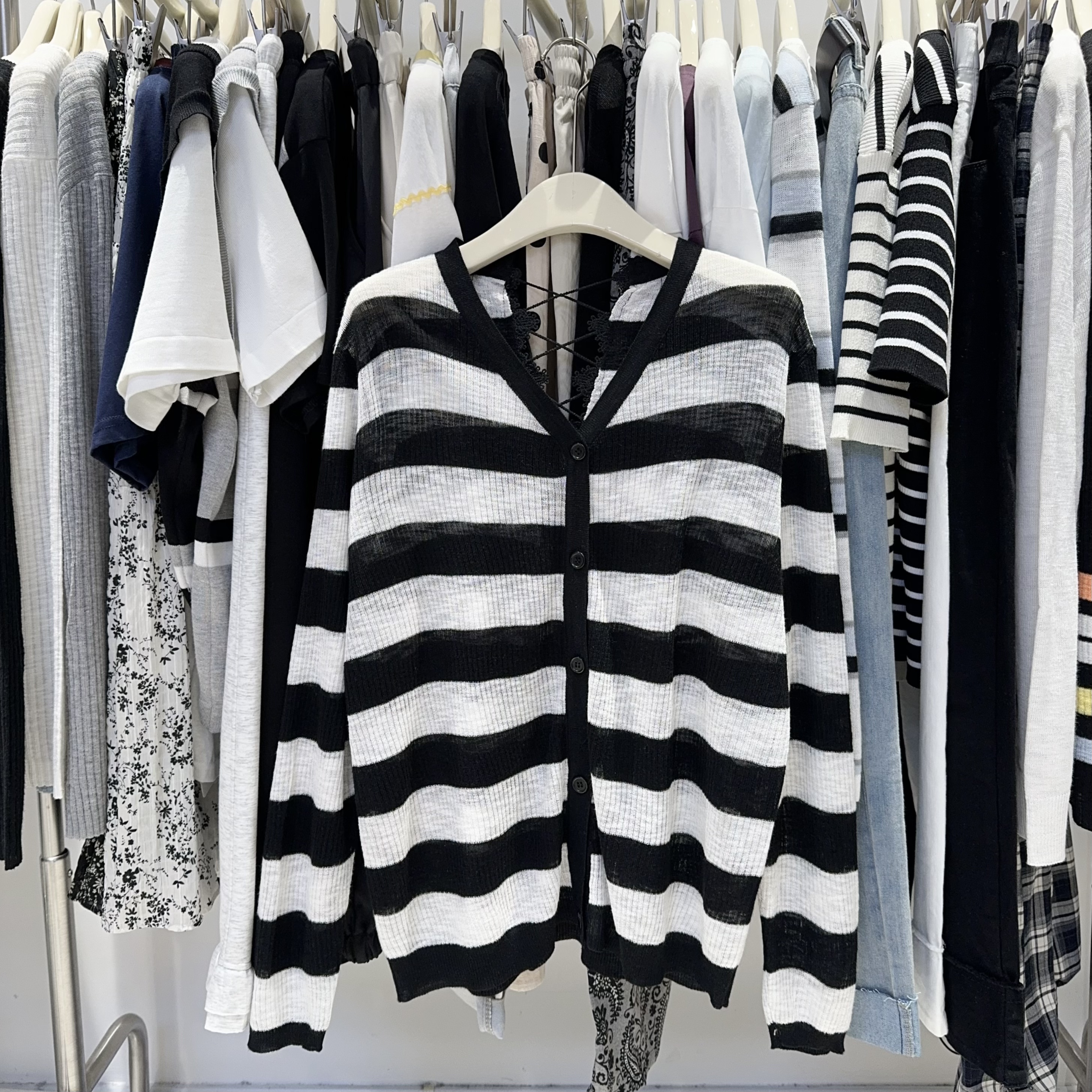 （沈阳五爱女装）蕾丝拼接条纹长袖