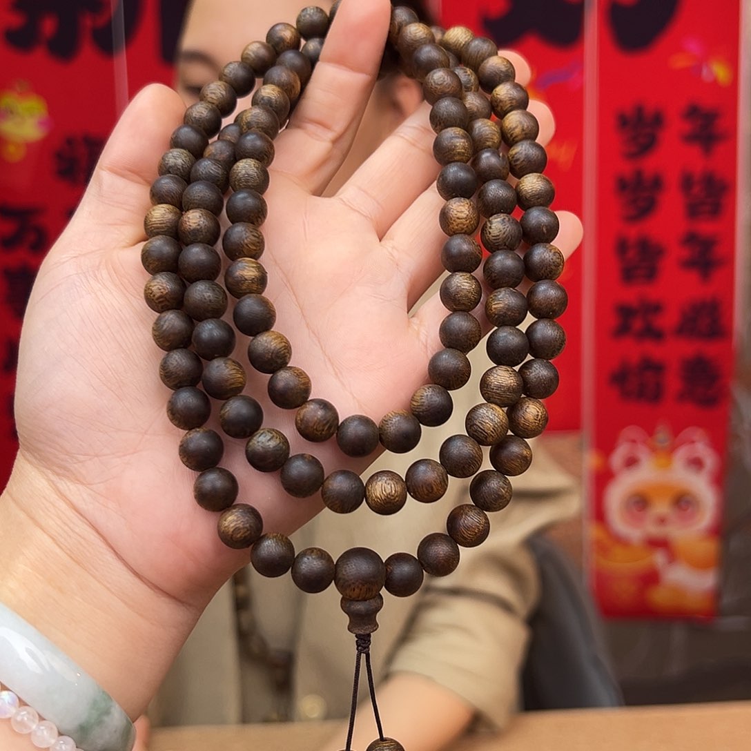 沉香手串海南高山老料流油王多圈一条0.9-41克