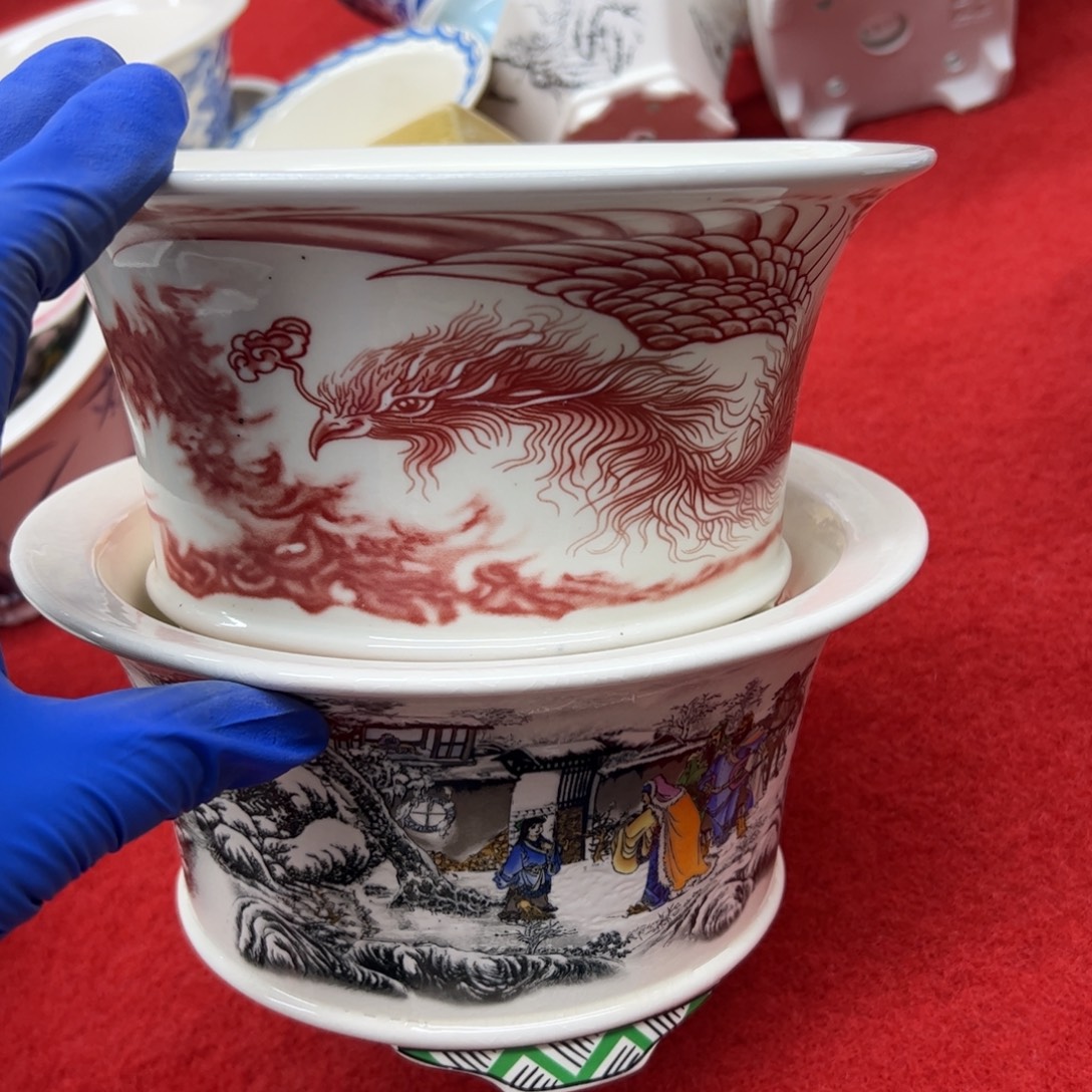 紫砂花盆075号瑕疵2个20/10cm处理介意勿拍