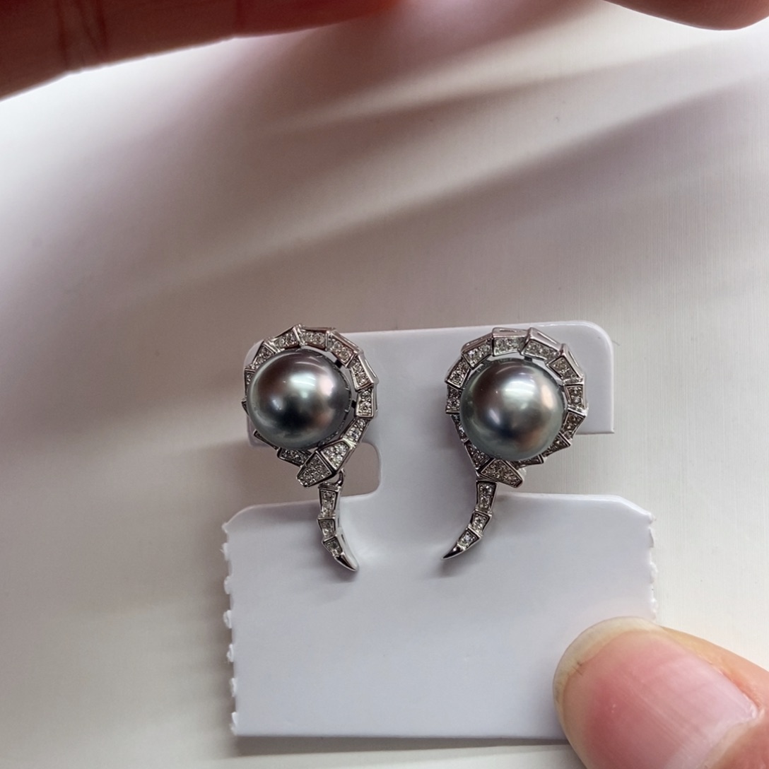 海水珍珠耳饰银S925镶嵌
