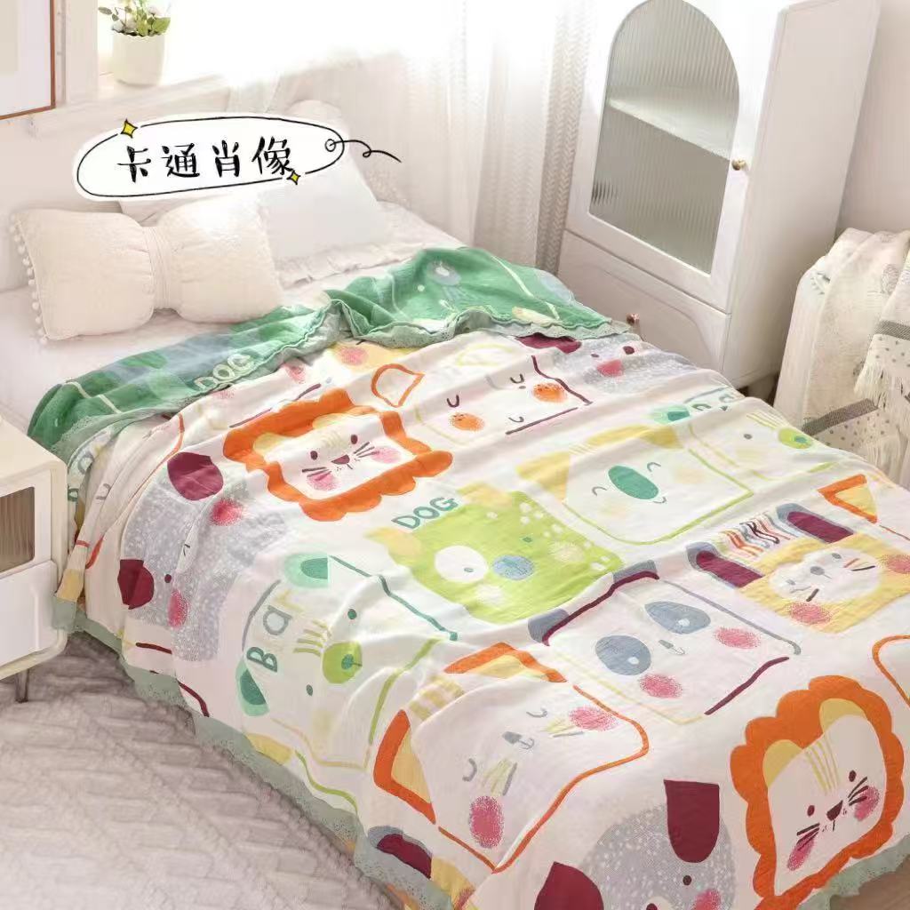 【北奈かわ会社】150*200cm天丝泡芙冷感毯午睡毯卡通肖像