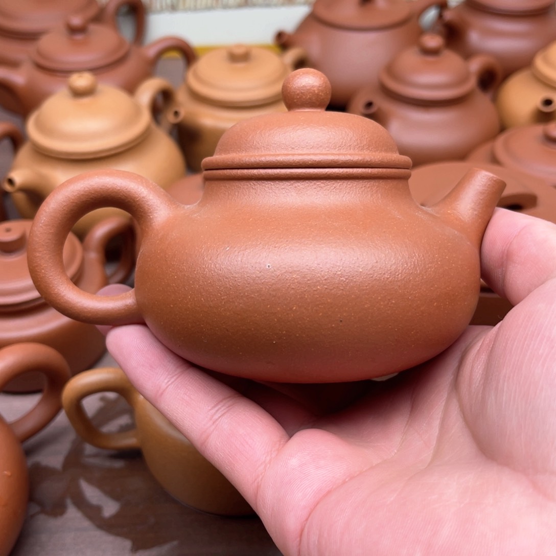 紫砂茶壶兡*宜兴紫砂壶原矿红降坡容天220毫升