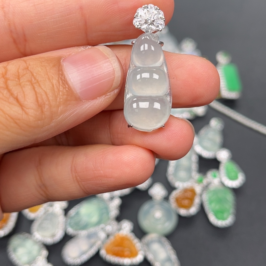 翡翠银S925镶嵌吊坠(不含链)