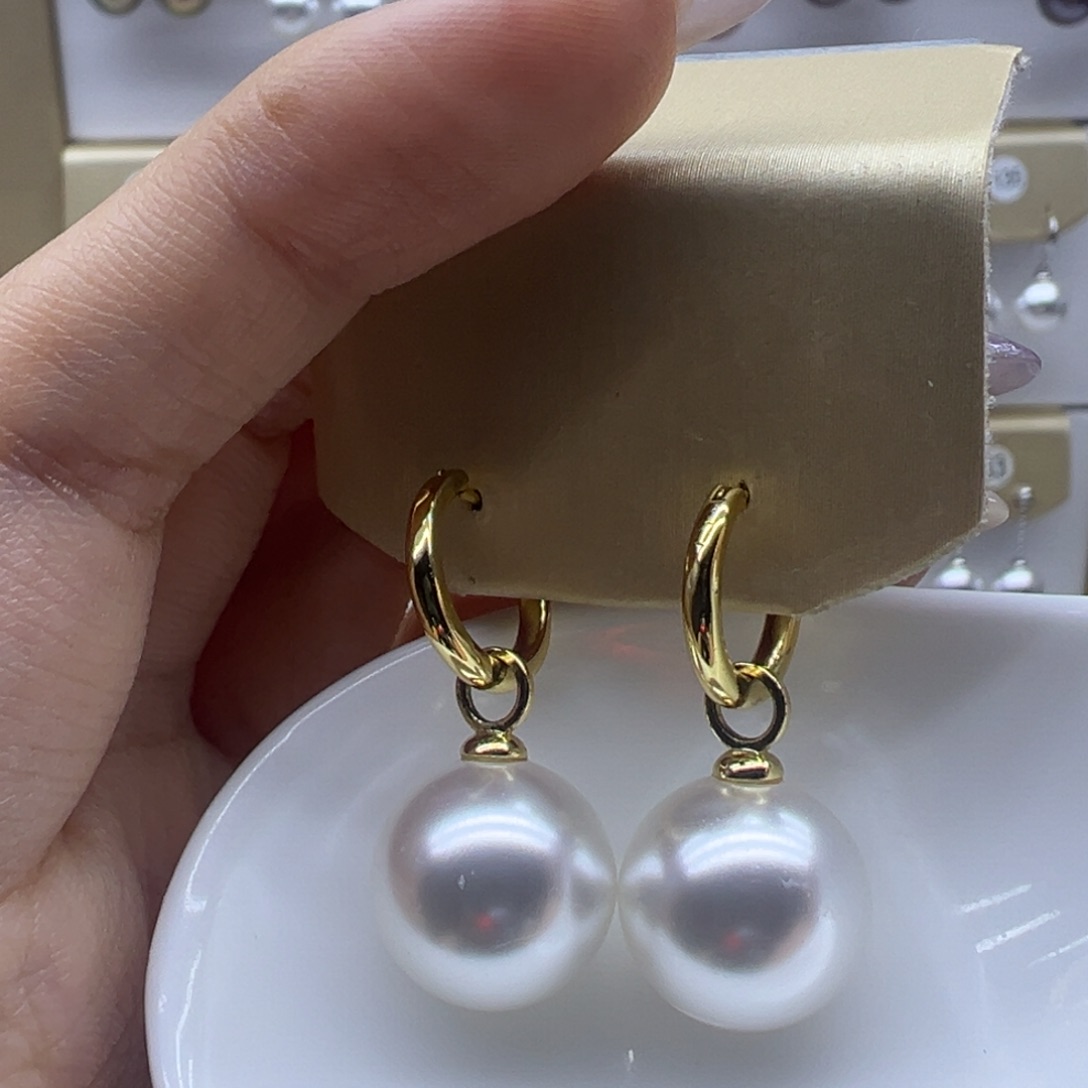 淡水珍珠银S925镶嵌耳饰