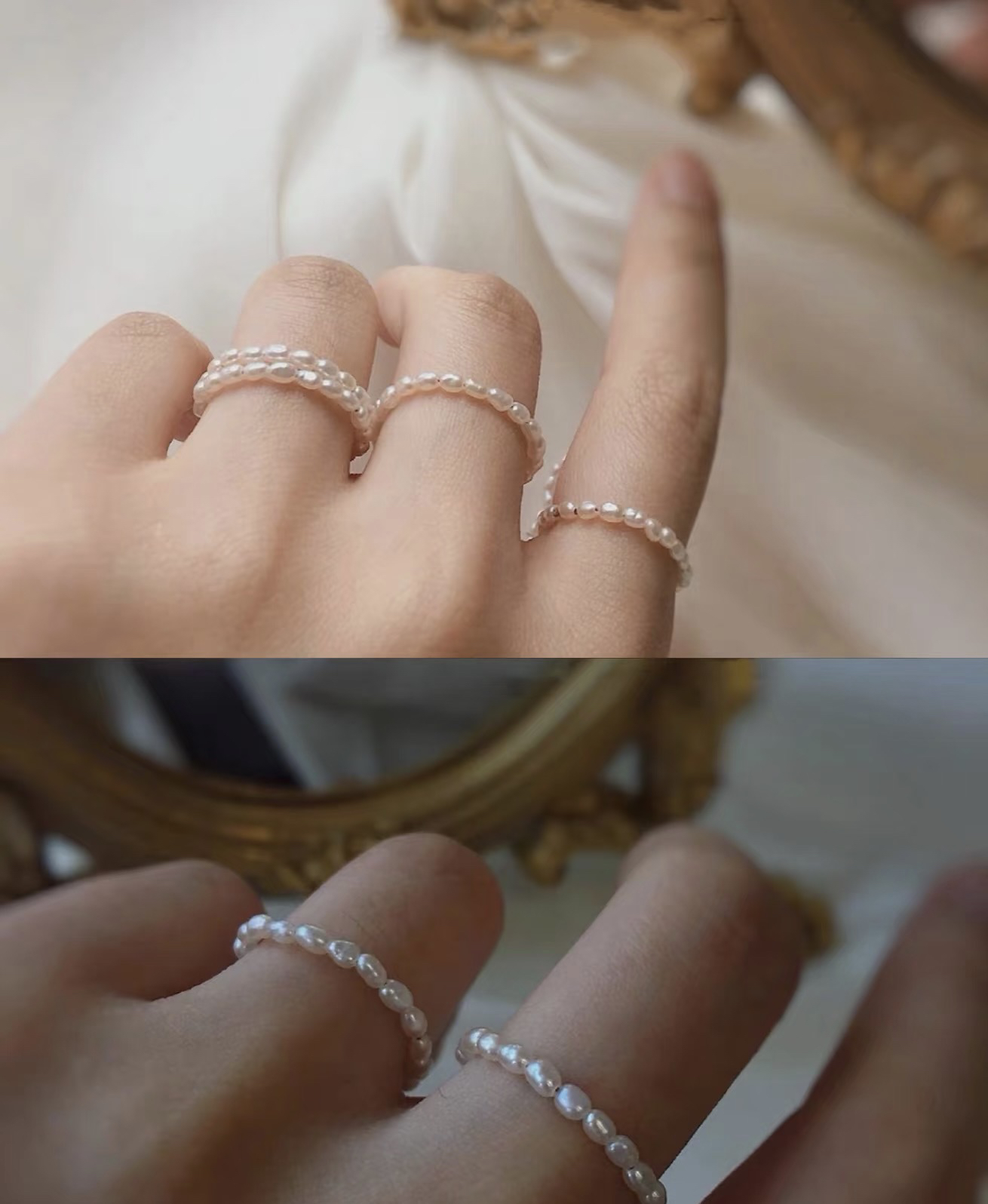 弹力戒指｜淡水珍珠小baby珠弹力戒指3-4mm多样性发一
