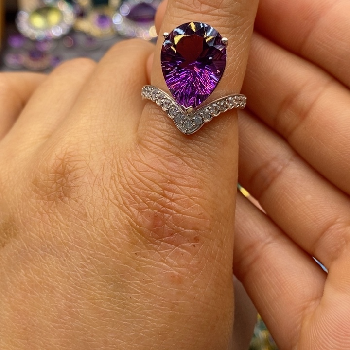 水晶戒指银S925镶嵌天然水晶戒指