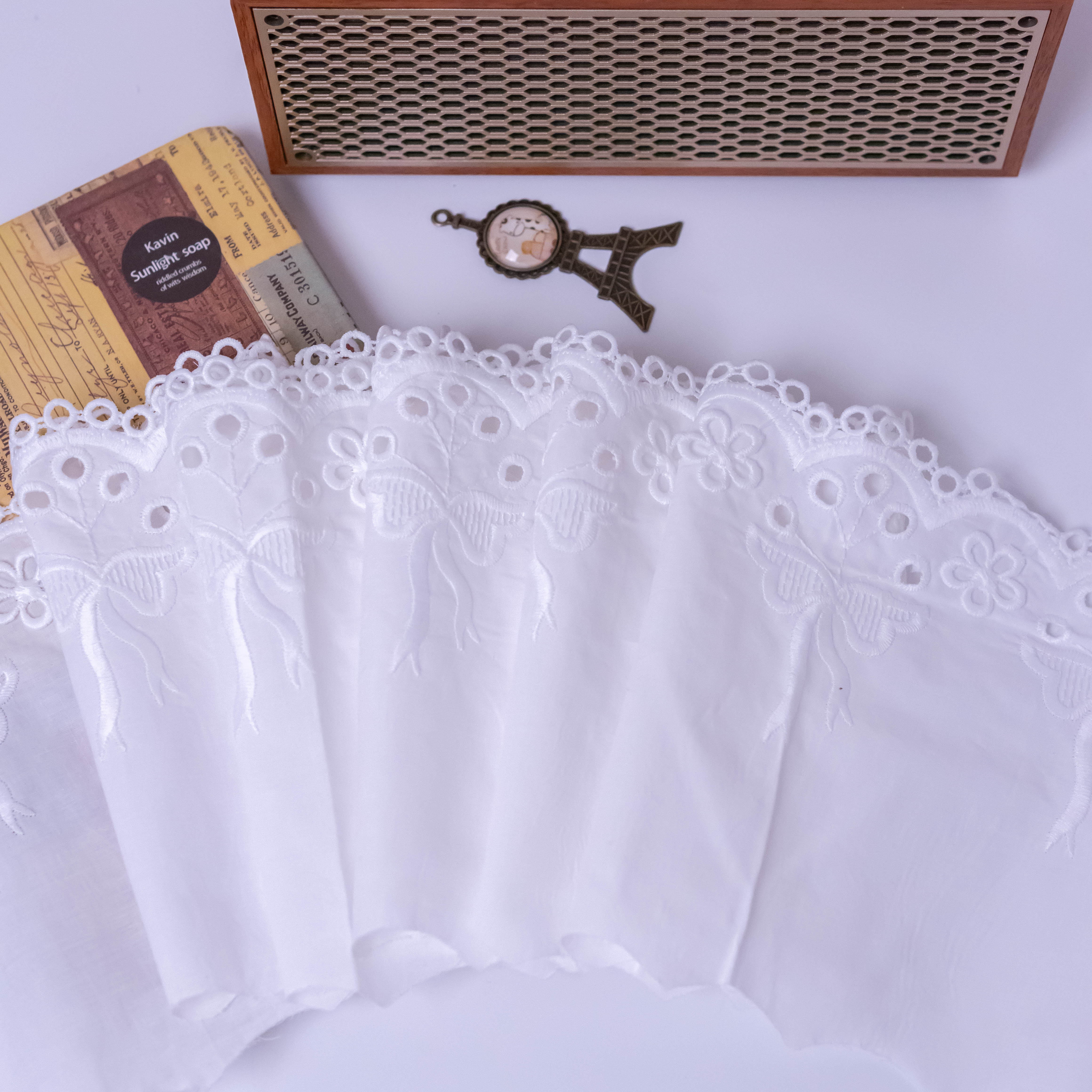 白色棉布花边辅料棉刺绣立体花边服装窗帘被套装饰花边辅料