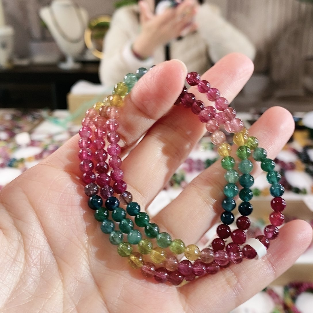 碧玺手串未镶嵌G2353三圈颜色微差