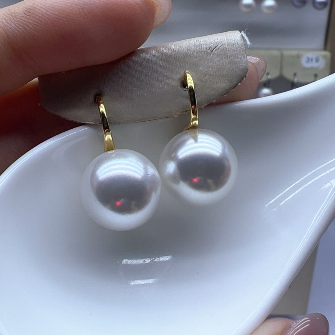 银S925镶嵌淡水珍珠耳饰