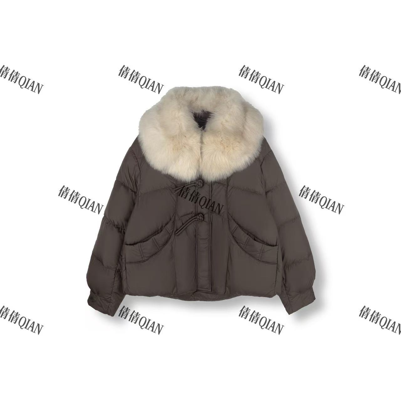 轻奢感大毛领羽绒短外套保暖气质（12169-677-853）