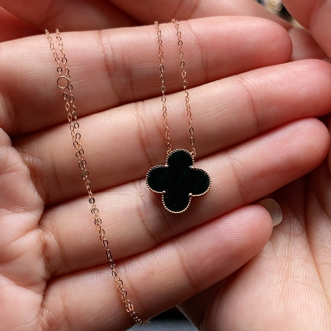 翡翠颈饰18K金镶嵌墨翠