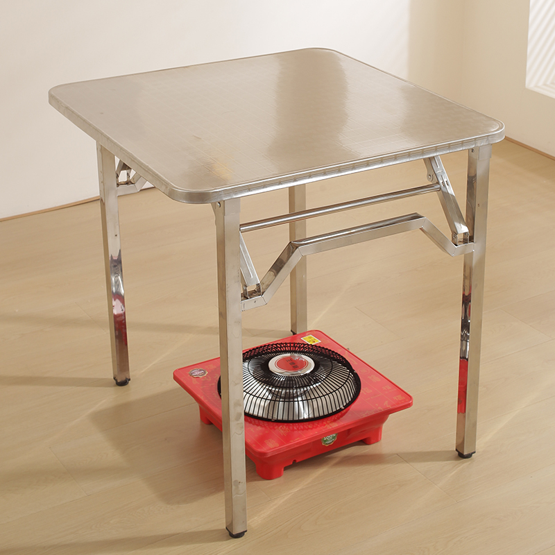 烤火桌子正方形家用吃饭不锈钢折叠餐桌多功能宿舍取暖桌椅