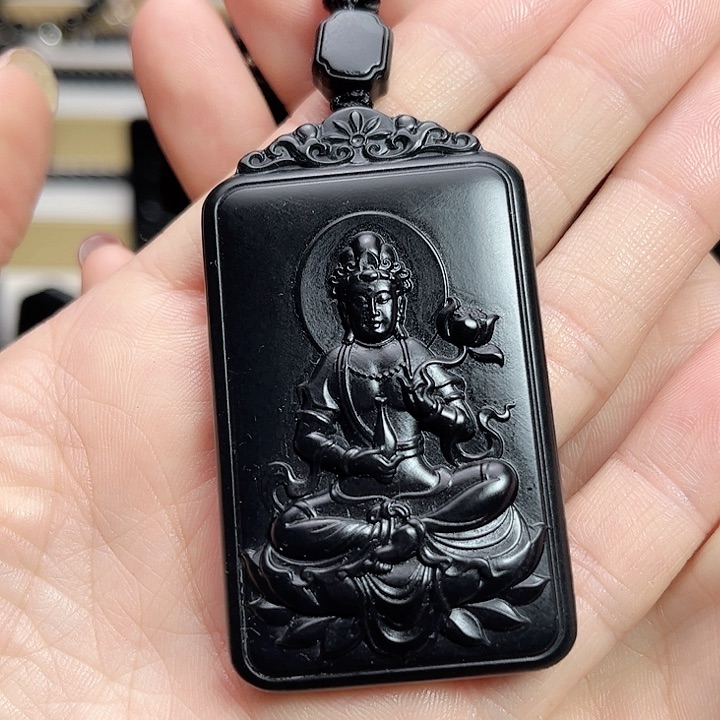 和田玉手链未镶嵌观音牌