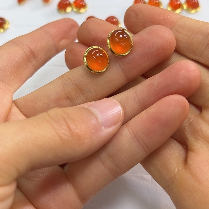 平***》南红玛瑙银S925镶嵌耳饰