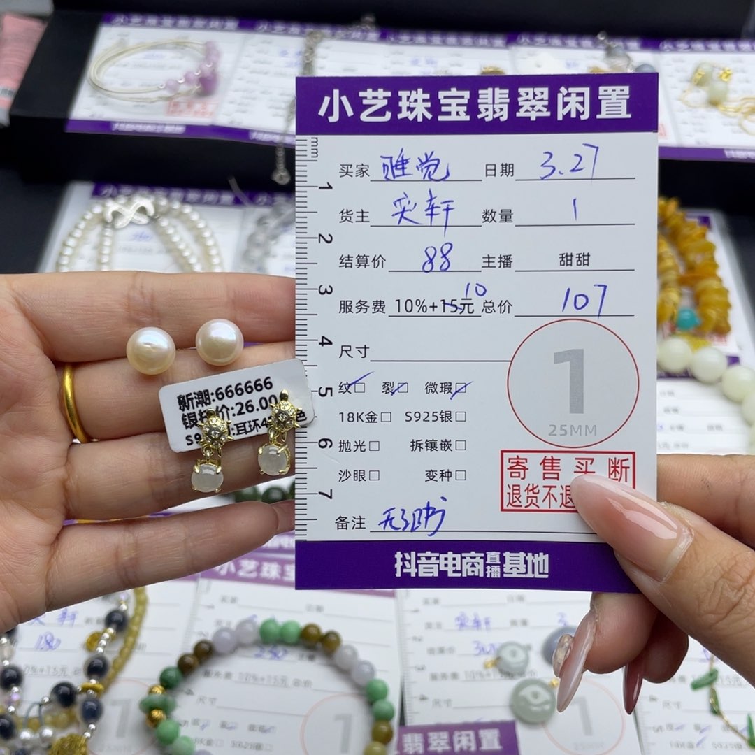 翡翠银S925镶嵌耳饰我****～