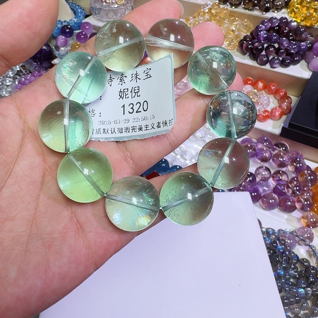 水晶手链未镶嵌妮*绿莹石21mm