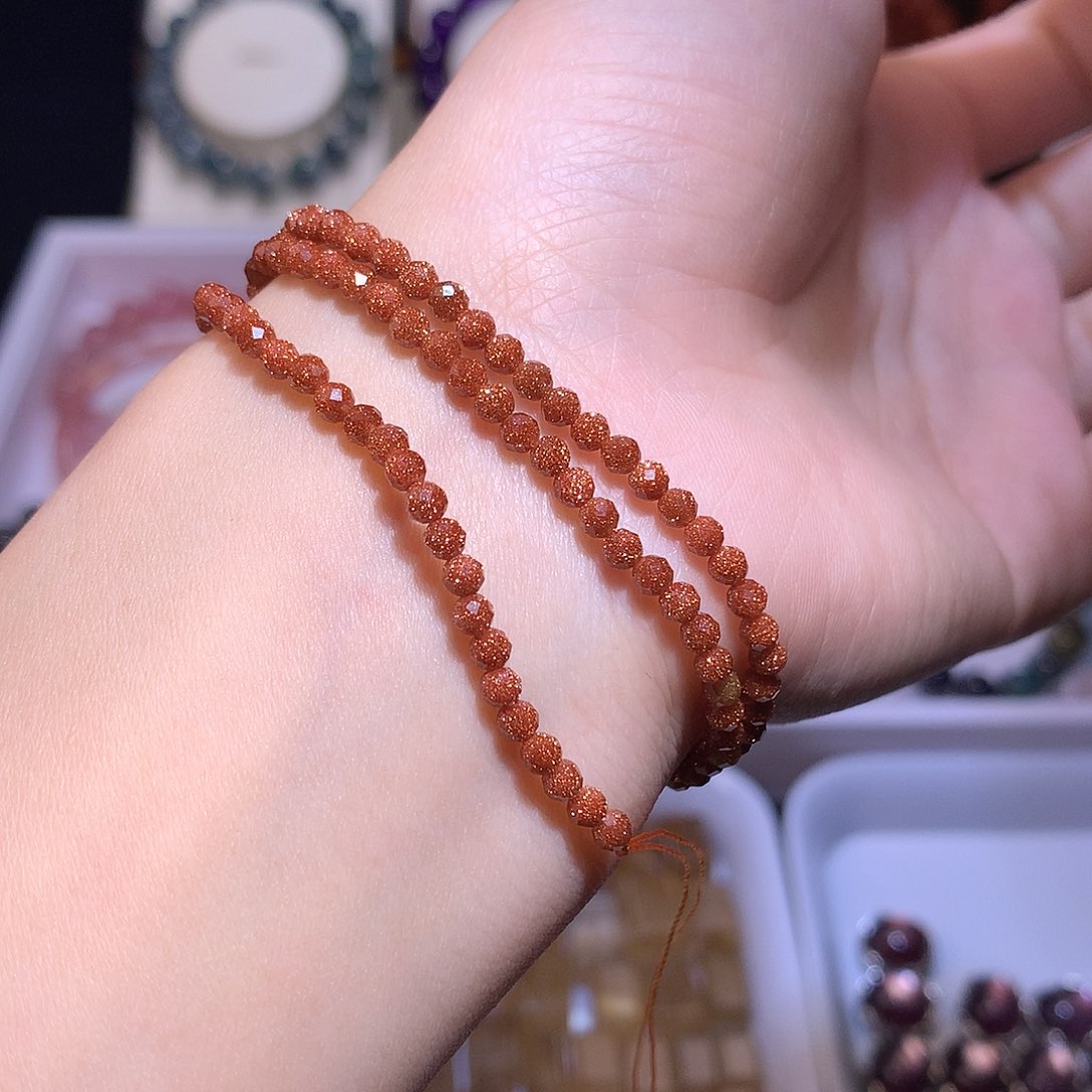 水晶手串未镶嵌金沙石3mm多圈手链锁骨链