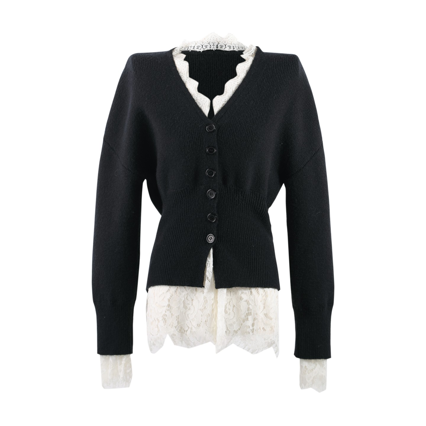 2025秋季新款法式风撞色拼接蕾丝开衫修身上衣HBZW800144