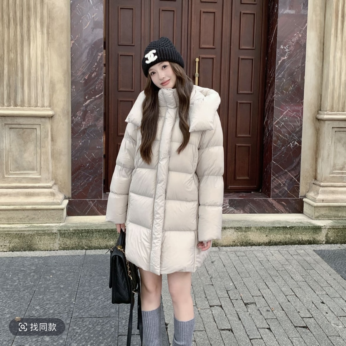 女士高端泡芙现货+运费险连帽中长款冬季厚款保暖高端羽绒服5-2