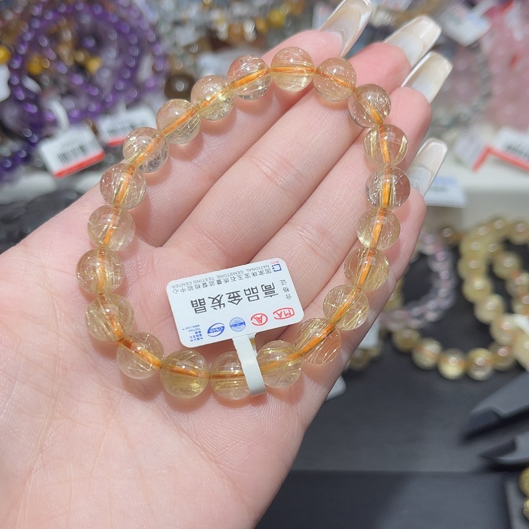 水晶手链未镶嵌卡9.2金发晶