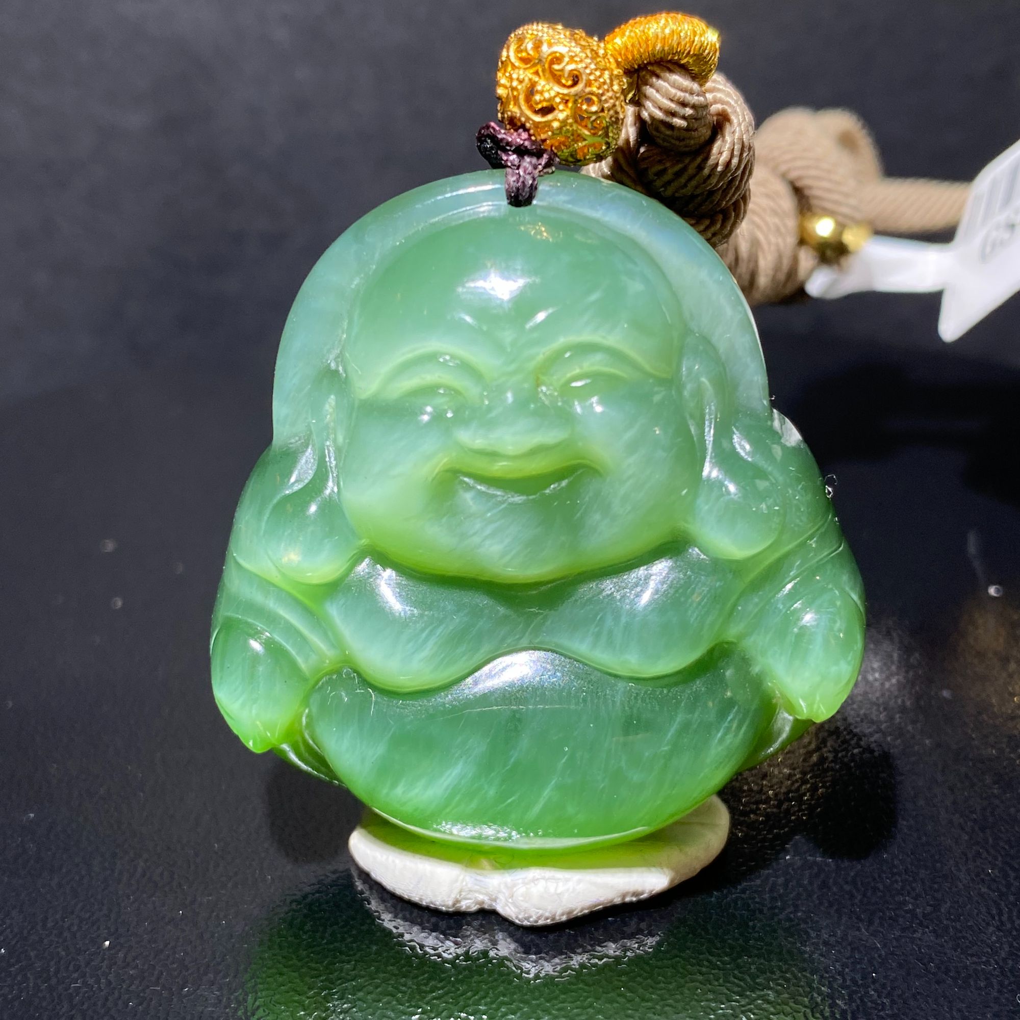 和田玉碧玉佛公吊坠气质菠菜绿俏色绿色女款挂坠轻奢精美