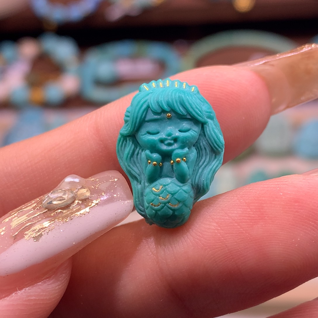 绿松石珠宝奇石未镶嵌美人鱼