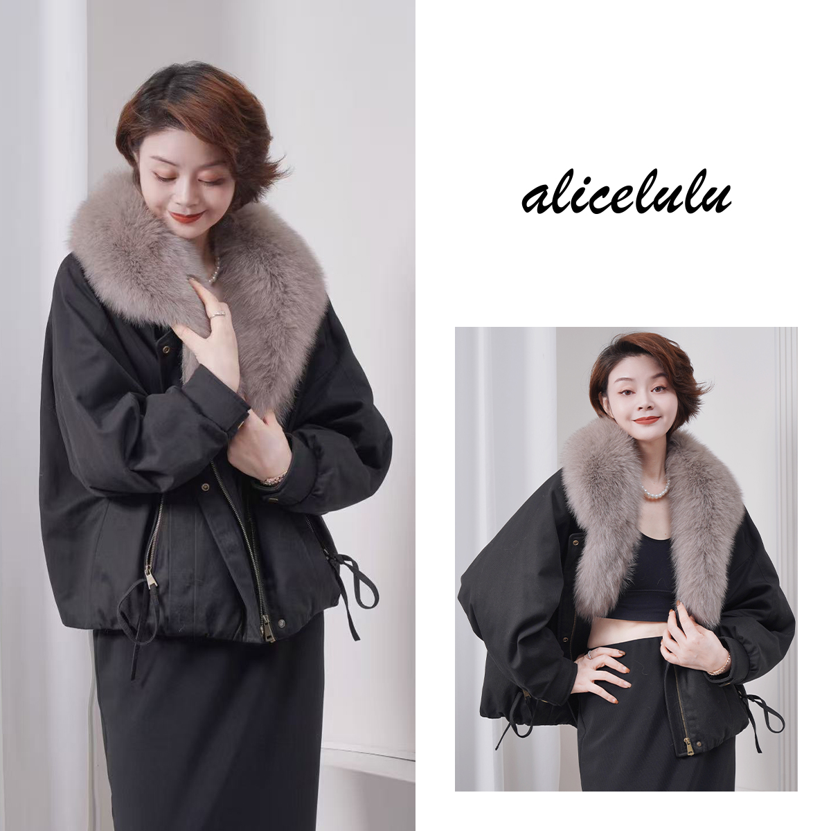 2alicelulu墨染千山.短款羽绒外套时尚藏肉S2145453Vr