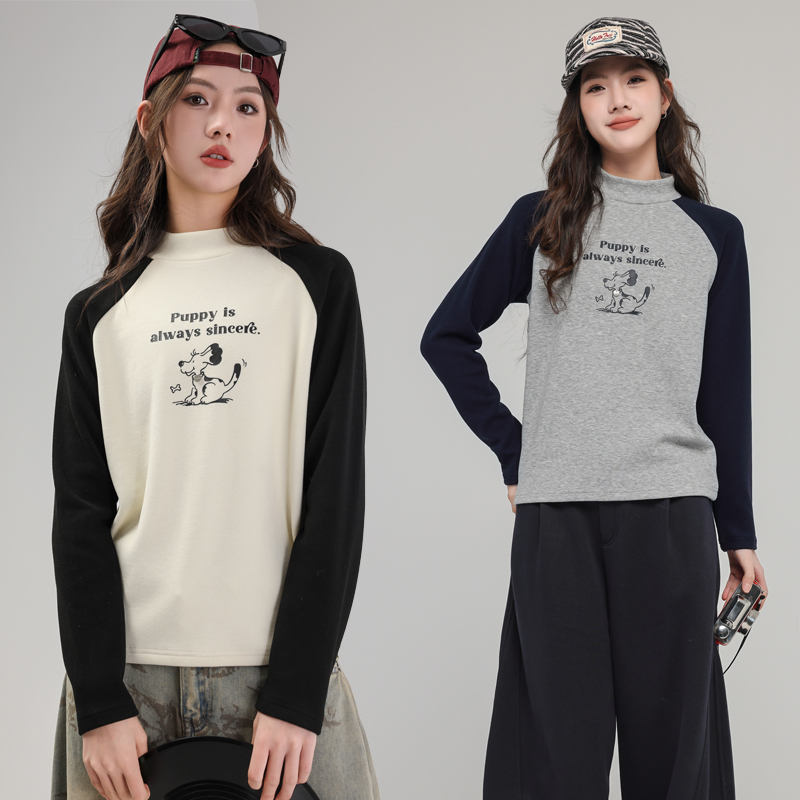 【德绒打底衫】女大童秋冬装加绒内搭新款初中生半高领TSR85901
