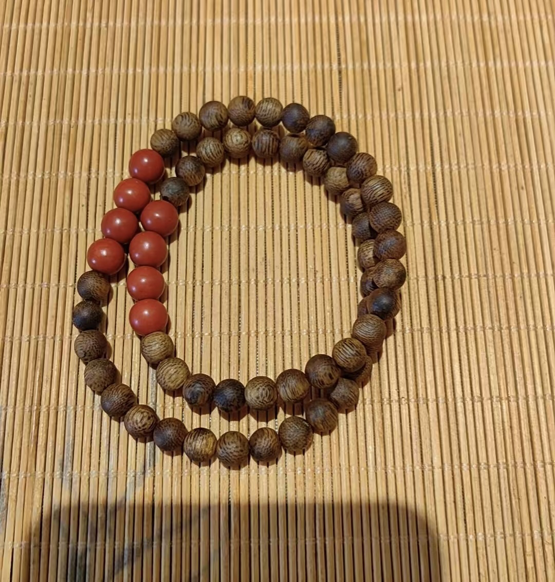 增香沉香木烟紫双圈手串