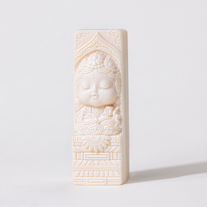 猛犸象牙 白度母牙皮长版佛牌