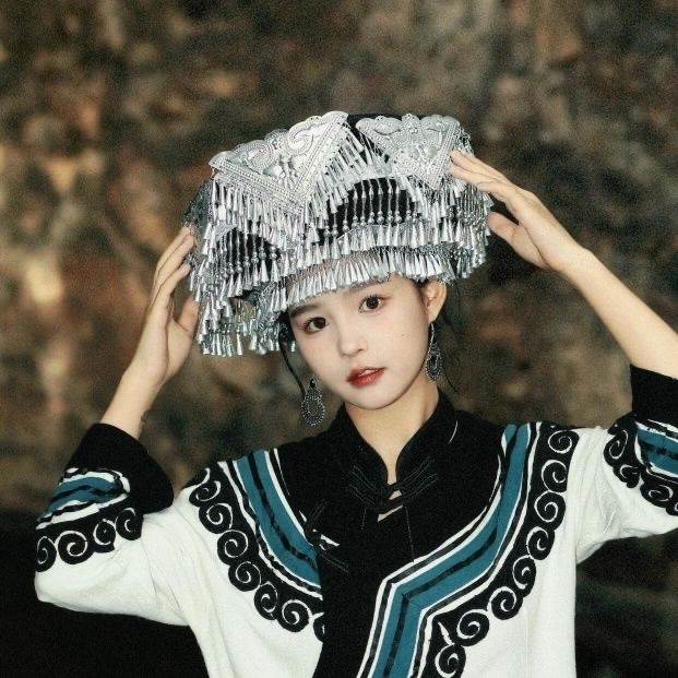 创合银凉山彝族哑光银时尚头饰拍照新娘民族风彝族头饰苗族帽子