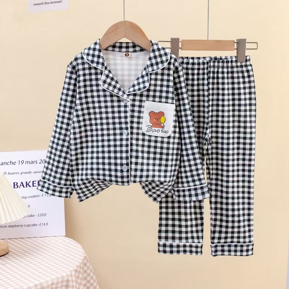 儿童纯棉开衫家居服套装男女童睡衣两件套套装小学生居家服