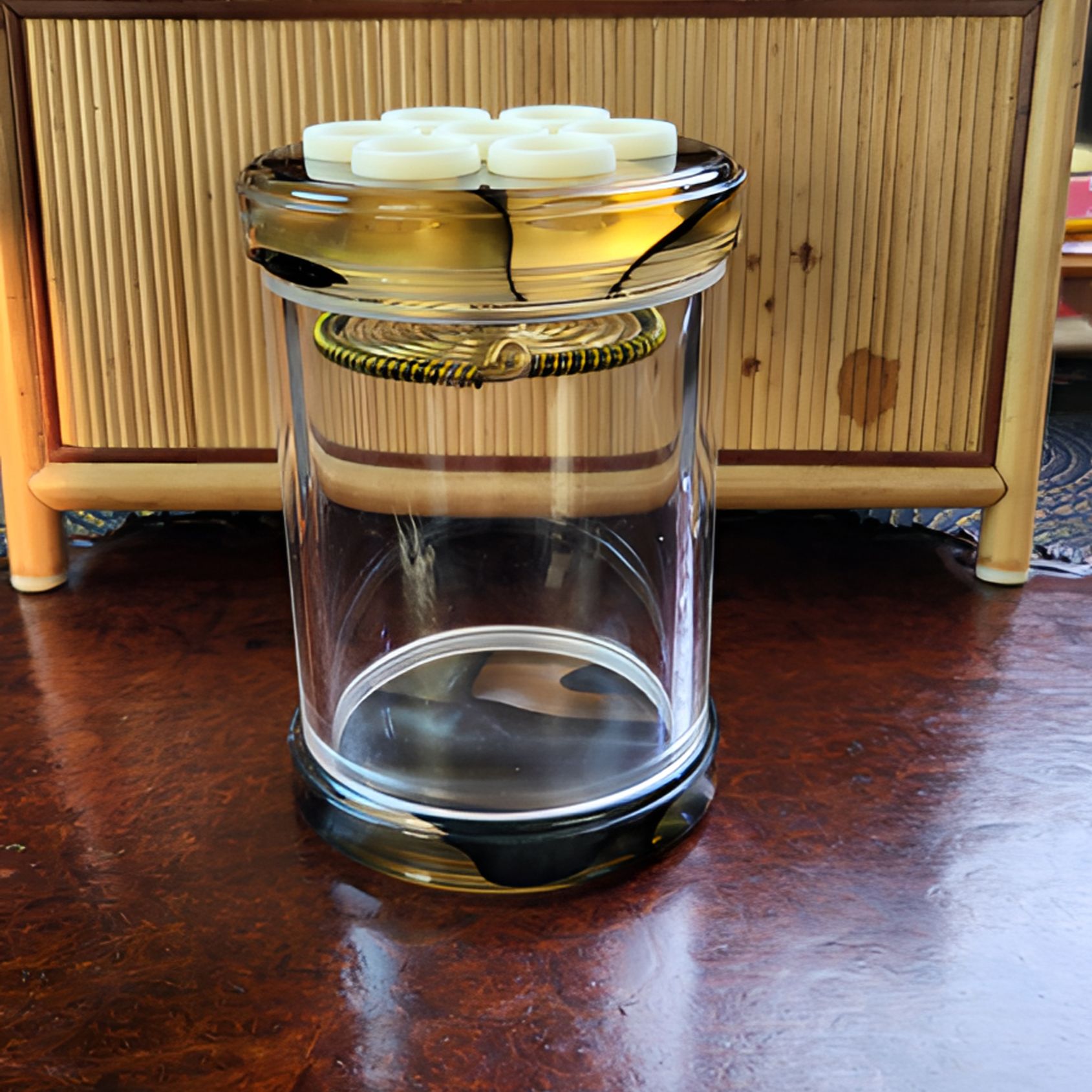 竹节形泼墨山水纹蝈蝈罐黄蛉盒