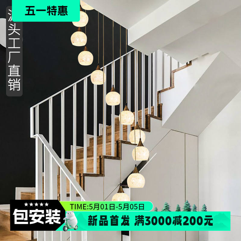 楼梯间长吊灯欧式复古loft创意公寓客厅简约别墅酒店家用个性吊灯