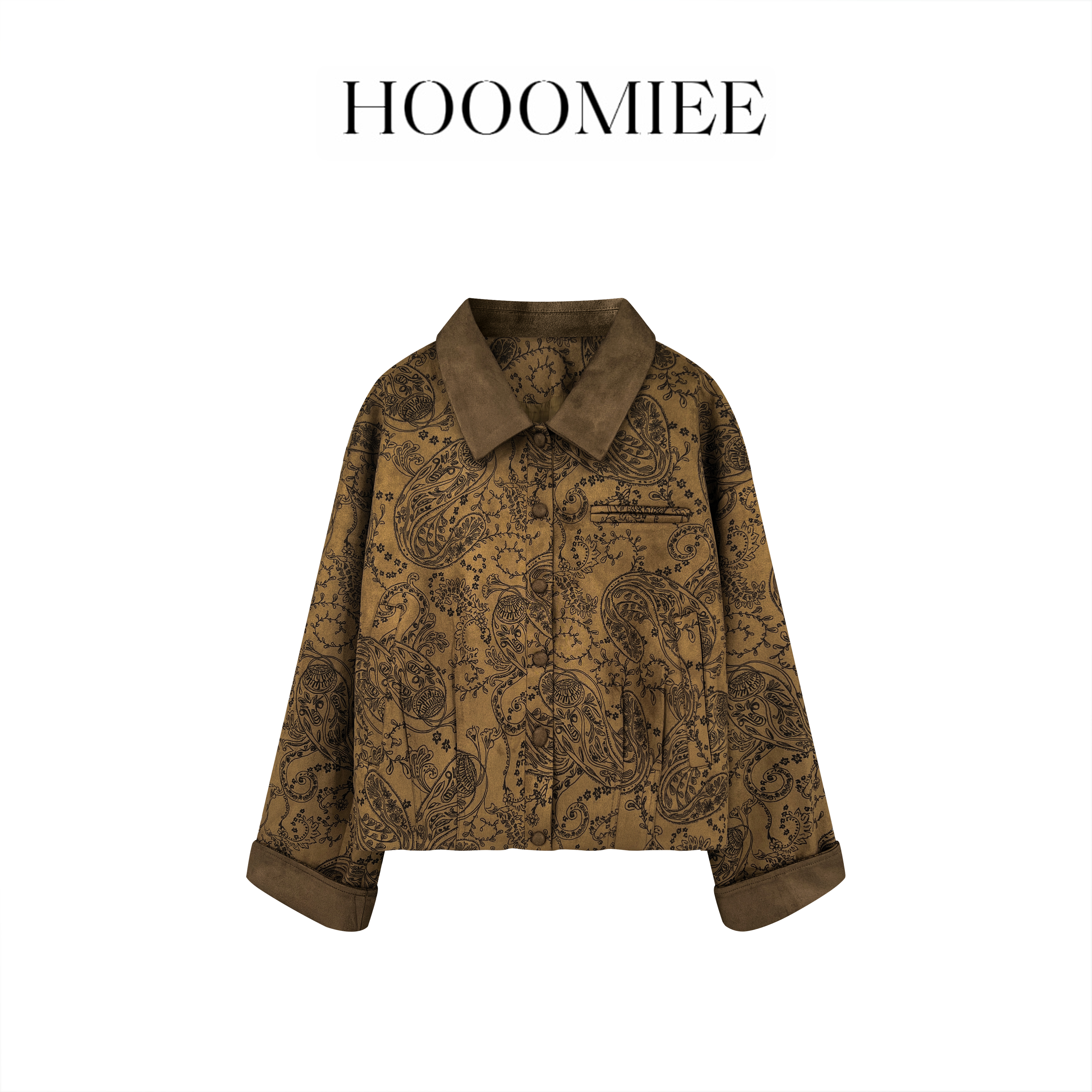 Hooomiee 美式特调   复古腰果花设计翻领夹克外套8293