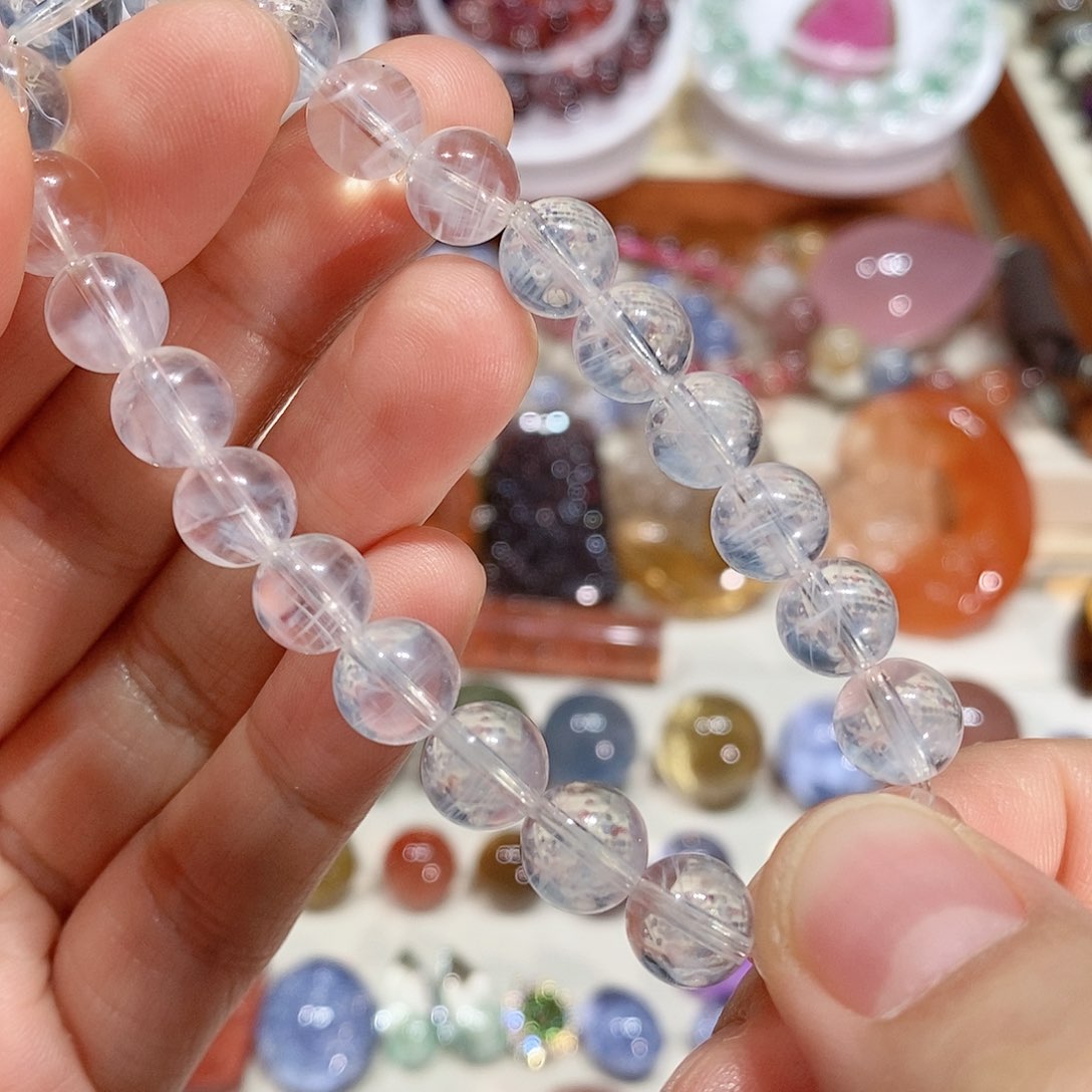 水晶蓝针手链钛钢开***儿