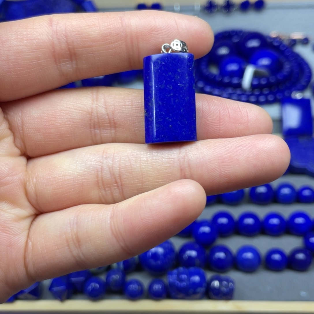 青金石无事牌银S925镶嵌