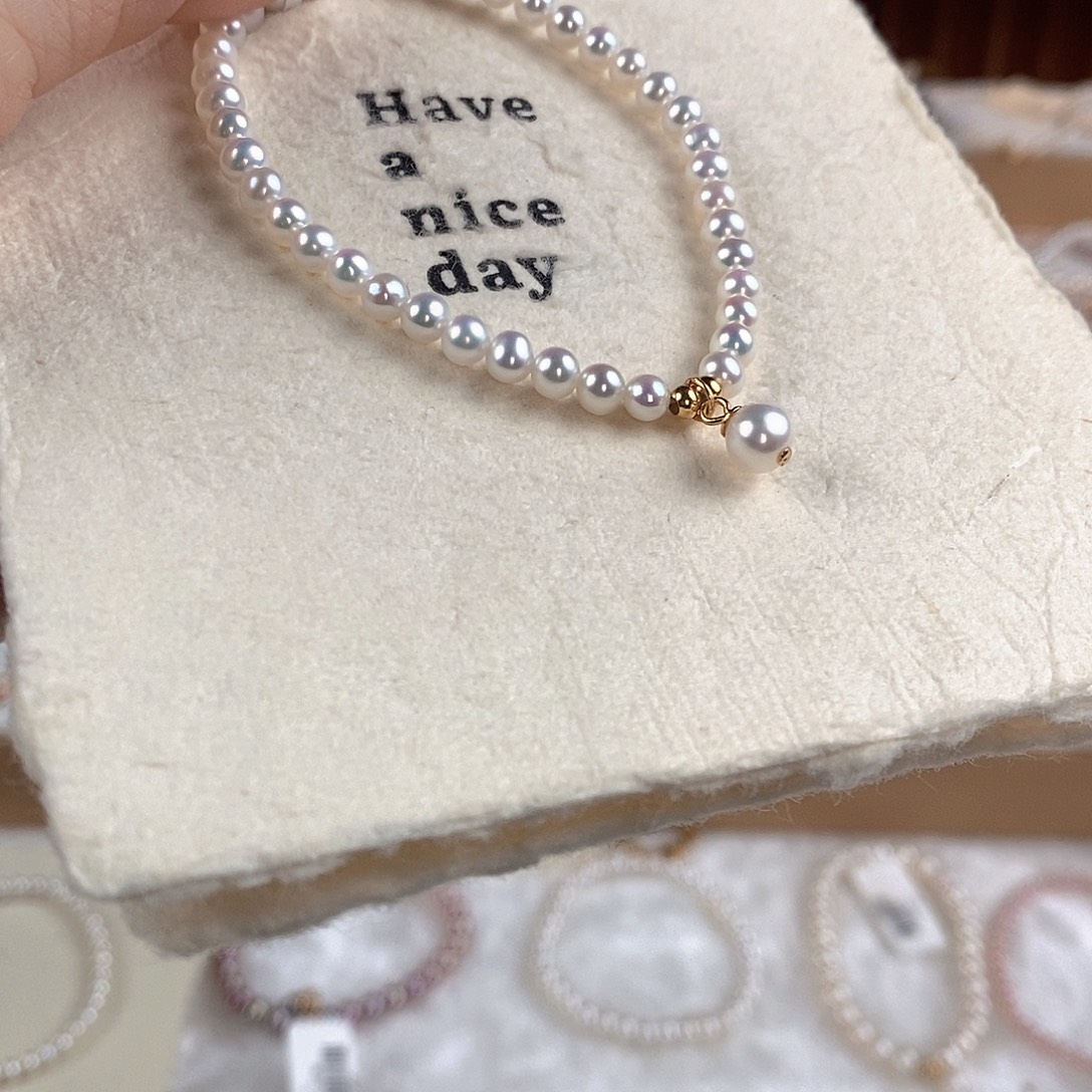 手绳银S925镶嵌淡水珍珠